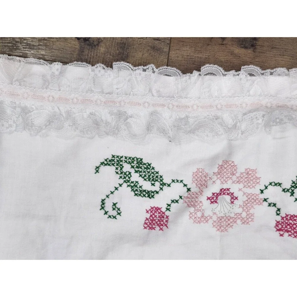 Vintage Pillow Sham Hand Embroidered 30x22